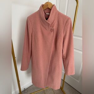 White House Black Market Dusty Rose Single-Button Wool Pea Coat